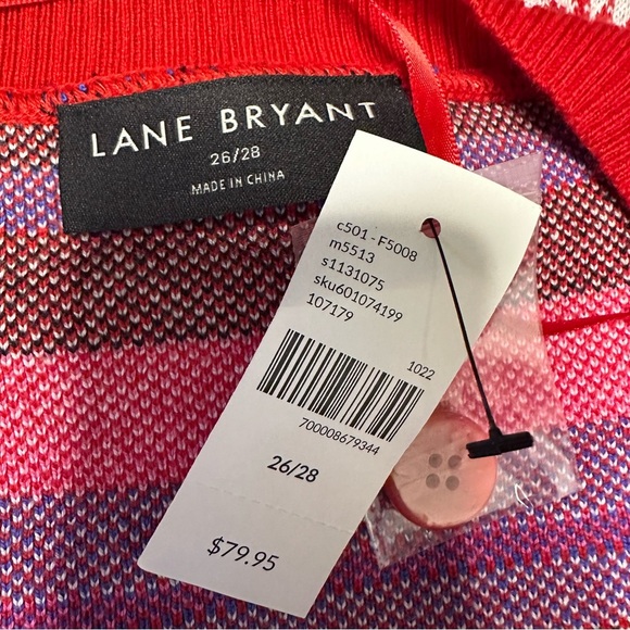 NWT Lane Bryant Classic Long Sleeve Button Front Fair Isle Cardigan Size 26/28 - Picture 8 of 11